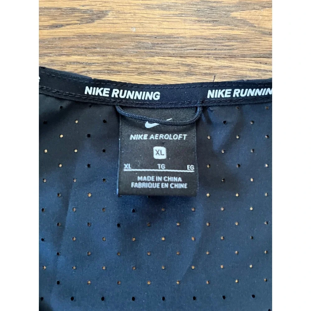 Nike Aeroloft Running Vest Mens XL Black Geometric Reflective Down Fill Training